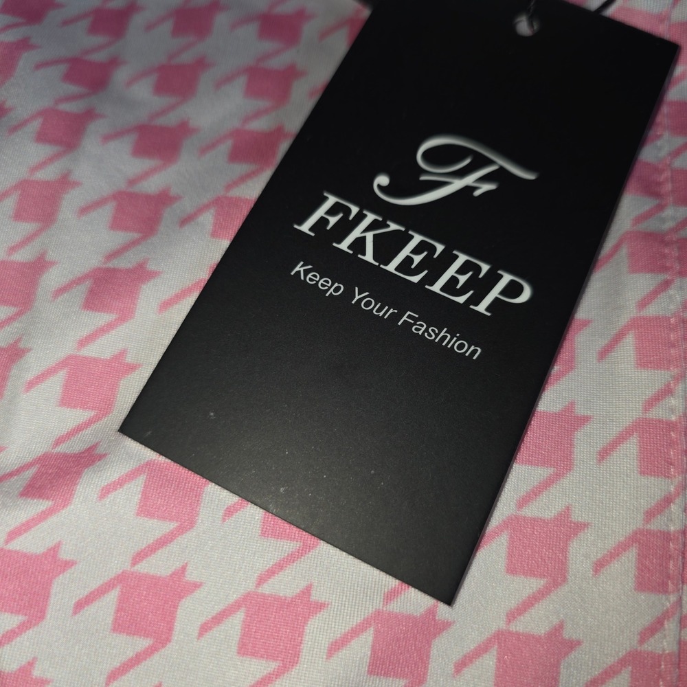 FKEEP Pink Houndstooth Polo  Tennis Golf Dress Set with Shorts Womens Large NWT - Picture 8 of 8